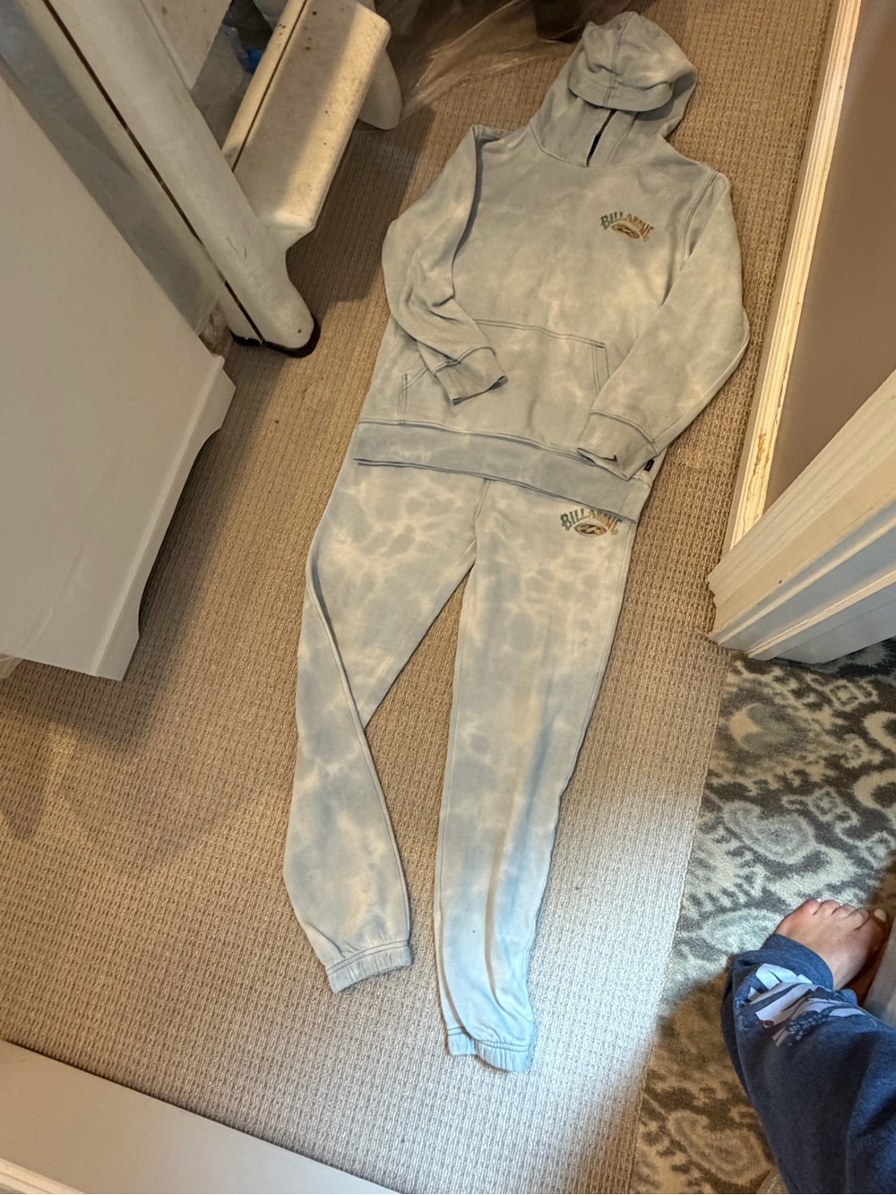 Billabong Light Blue & White Tie-Dye Hoodie & Jogger Set